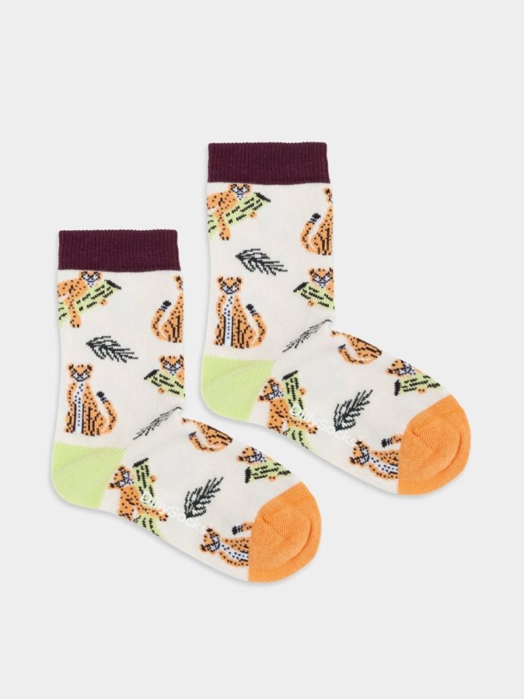 - Kindersocken Lil Chillaxing Cat Bunte Lustige Socken | Geschenk Bio-Baumwolle | 0-12M Beige