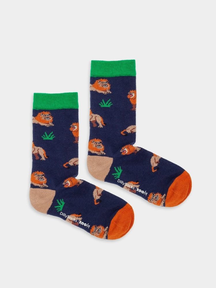 - Kindersocken Lil Panthera Löwe Bunte Lustige Socken | Zoo Geschenk Bio-Baumwolle | 12-24M Blau