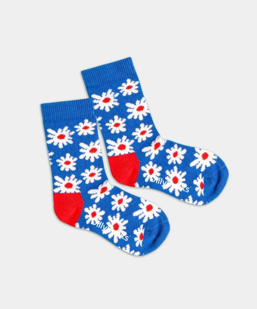 - Kindersocken in Blau mit Blumen & Natur Blumen Motiv/Muster