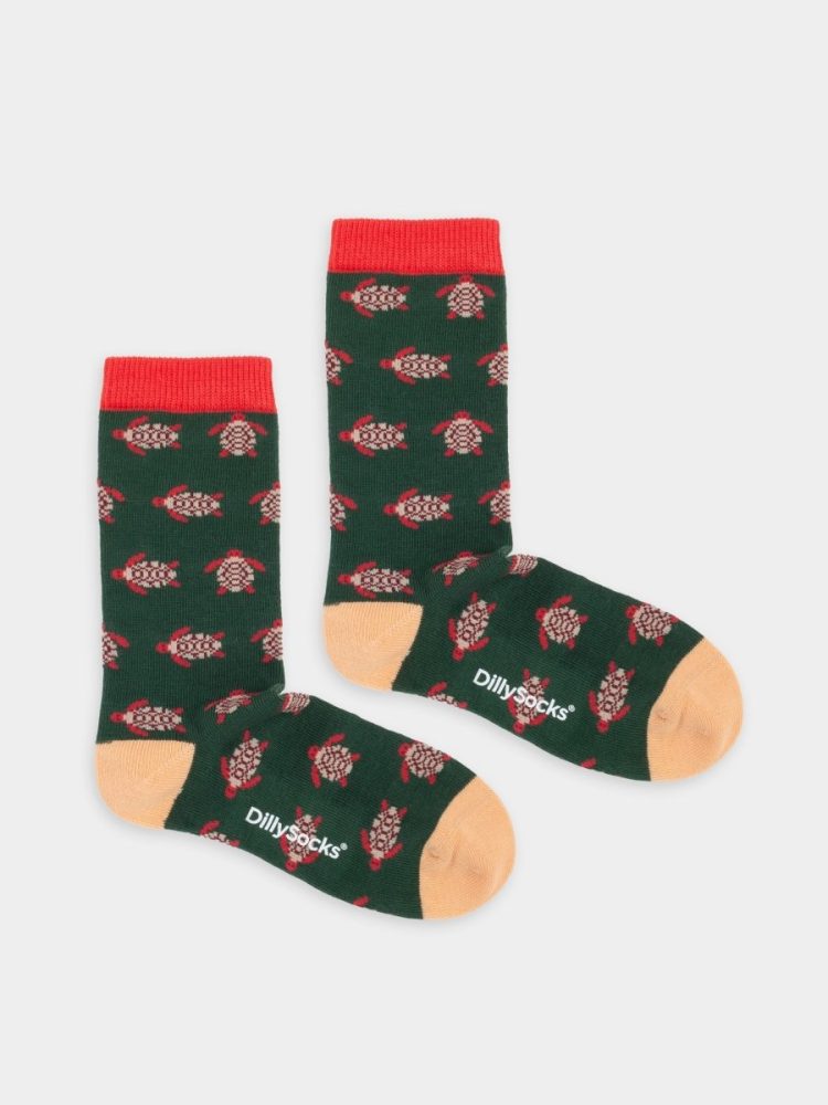 - Kindersocken Lil Turtle Love Bunte Lustige Socken | Schildkröte Turtle Geschenk Bio-Baumwolle | 0-12M Grün
