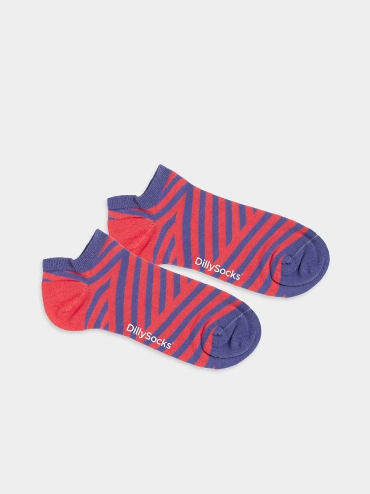 - Sneakersocken für Damen Short Serrated Stripes Bunte Lustige kurze Socken | Streifen Muster Geschenk Bio-Baumwolle | 36-40 Blau