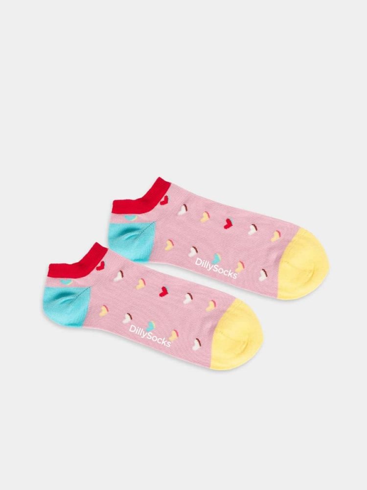 - Sneakersocken für Damen Short Sweet Heart Of Mine Bunte Lustige kurze Socken | Herzen hearts Geschenk Bio-Baumwolle | 36-40 Rosa