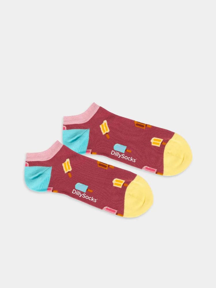 - Sneakersocken für Damen Short We All Scream For Ice Cream Bunte Lustige kurze Socken | summer holiday Sommerurlaub Geschenk Bio-Baumwolle | 36-40 Rot