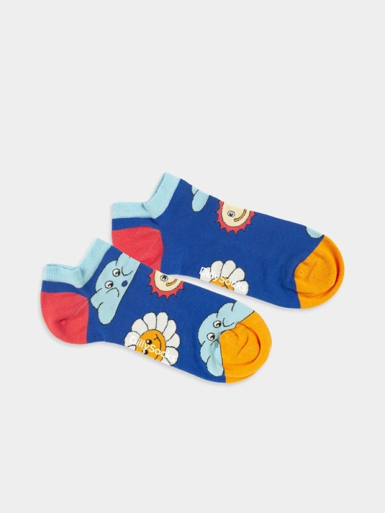 - Sneakersocken für Damen Short Weather Forecast Bunte Lustige kurze Socken | Natur Geschenk Bio-Baumwolle | 36-40 Blau