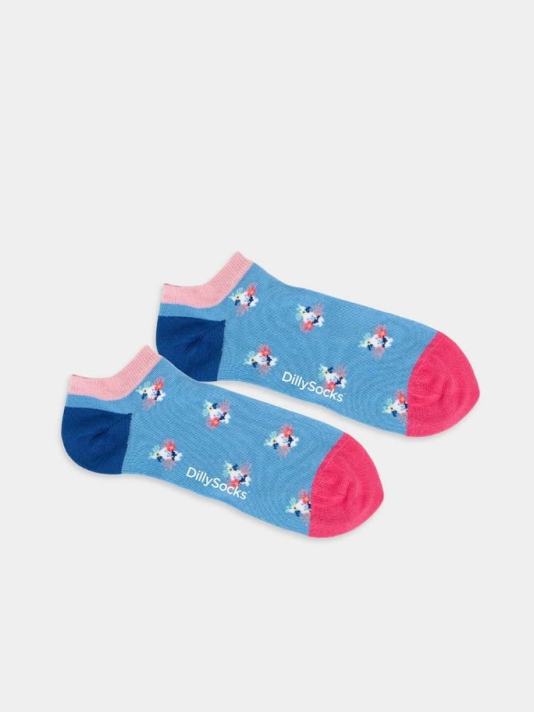 - Sneakersocken für Damen Short Tropical Bird of Paradise Bunte Lustige kurze Socken | Papagei parrot Geschenk Bio-Baumwolle | 36-40 Blau