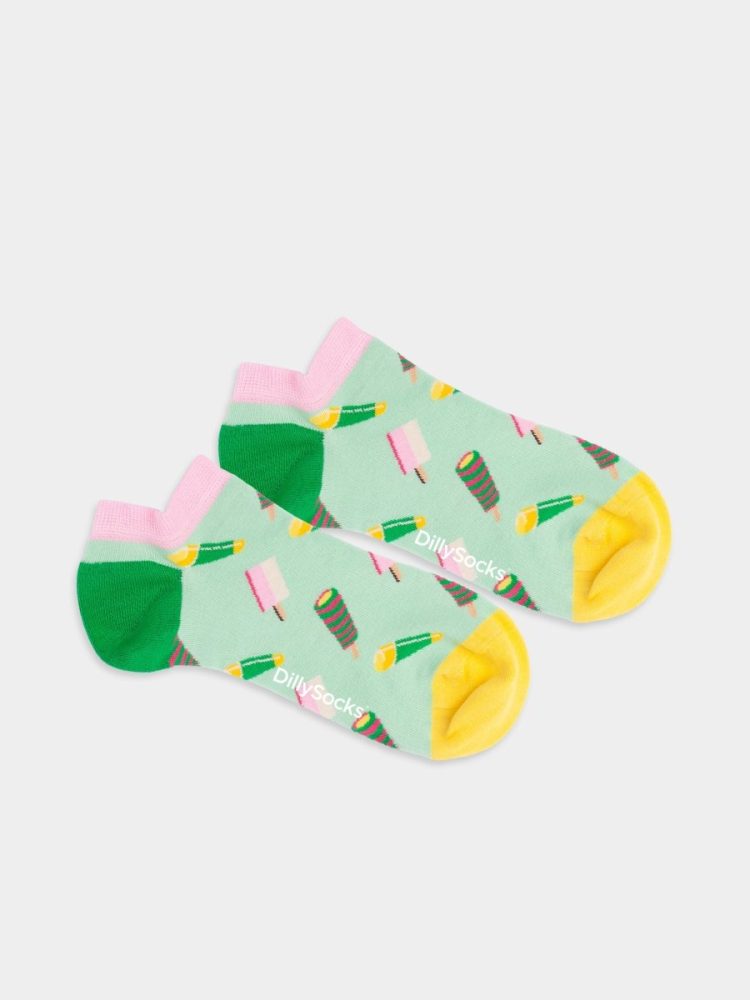 - Sneakersocken für Damen Short Twister Treat Bunte Lustige kurze Socken | Essen Eis Geschenk Bio-Baumwolle | 36-40 Mehrfarbig