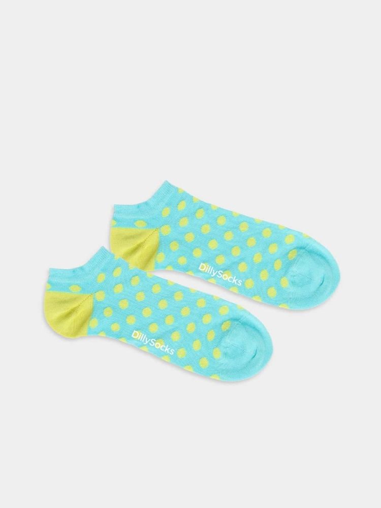- Sneakersocken für Damen Short Yellow Dots Bunte Lustige kurze Socken | Punkte Muster Geschenk Bio-Baumwolle | 36-40 Blau