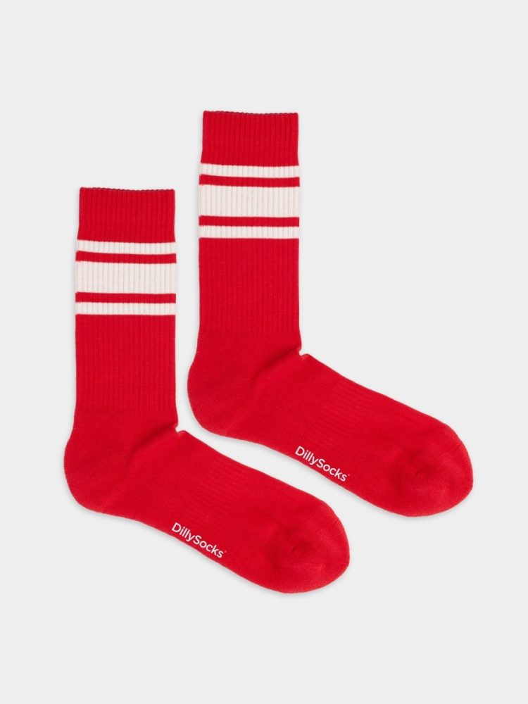 - Tennissocken für Damen Terry Firefighter Socken | Geschenk Bio-Baumwolle | 36-40 Rot Weiss