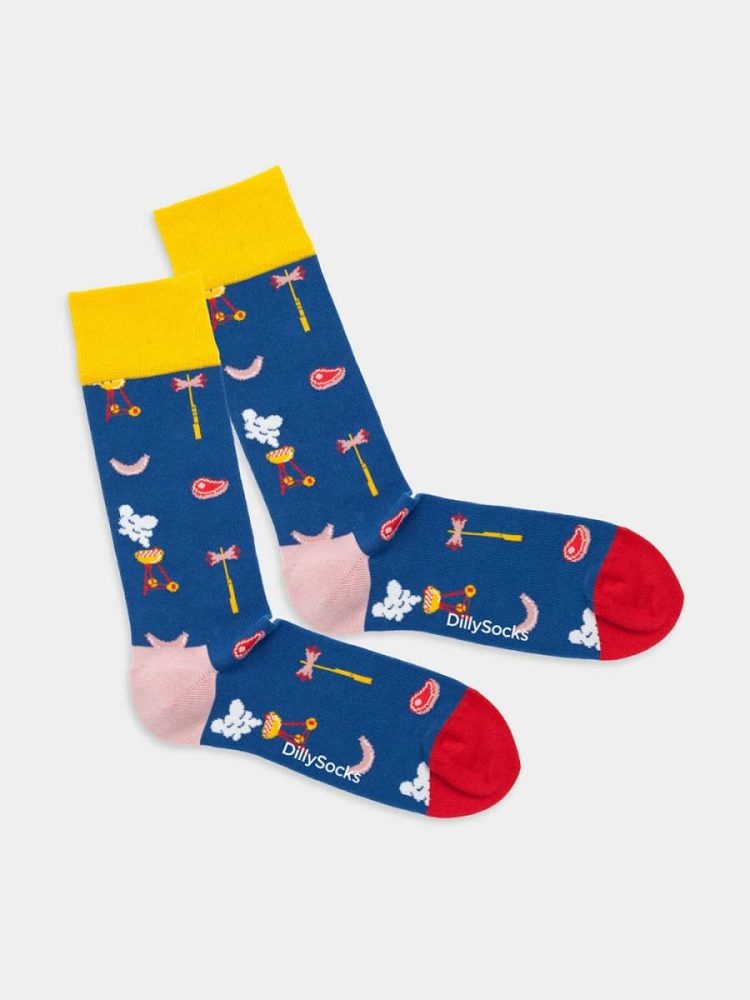 - Damensocken TschTsch Bunte Lustige Socken | barbecue Grillen Geschenk Bio-Baumwolle | 36-40 Blau