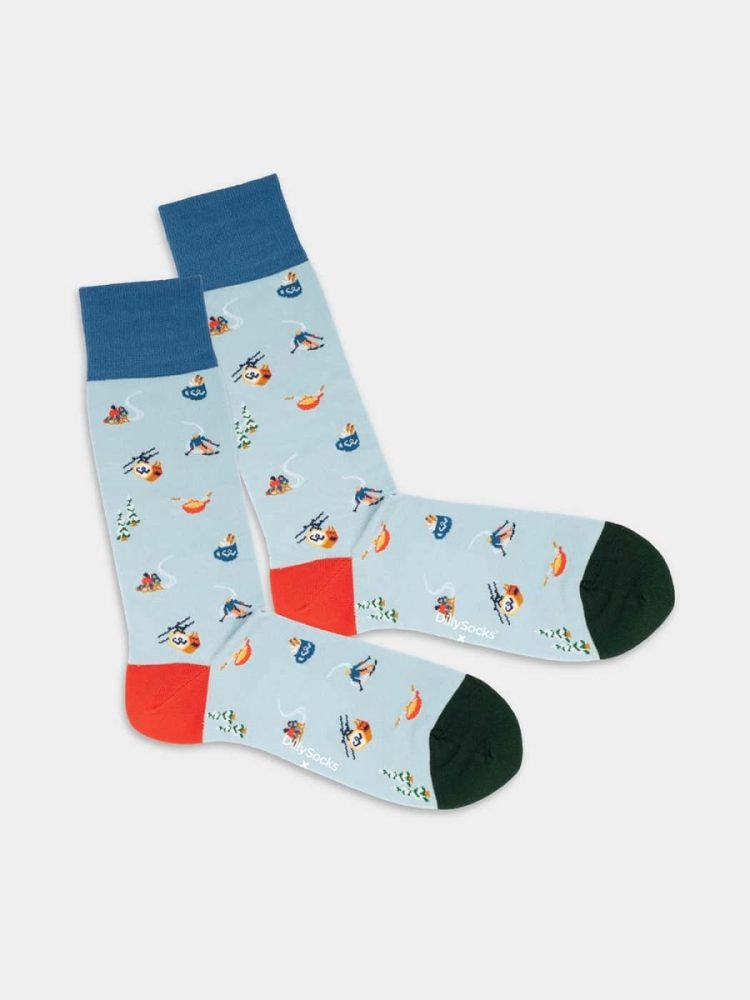 - Socken in Blau mit Sport Ferien Motiv/Muster