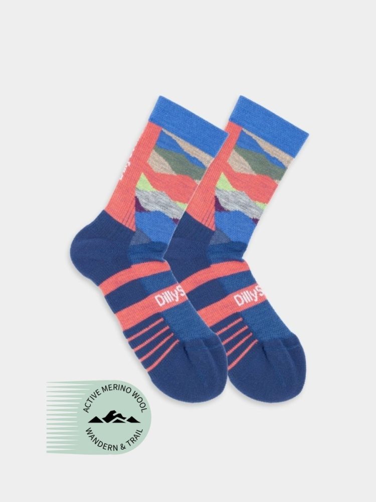 - Wandersocken für Damen Active Merino Summit Socken | Wandersocken Performancesocken | 35-38 Blau Orange