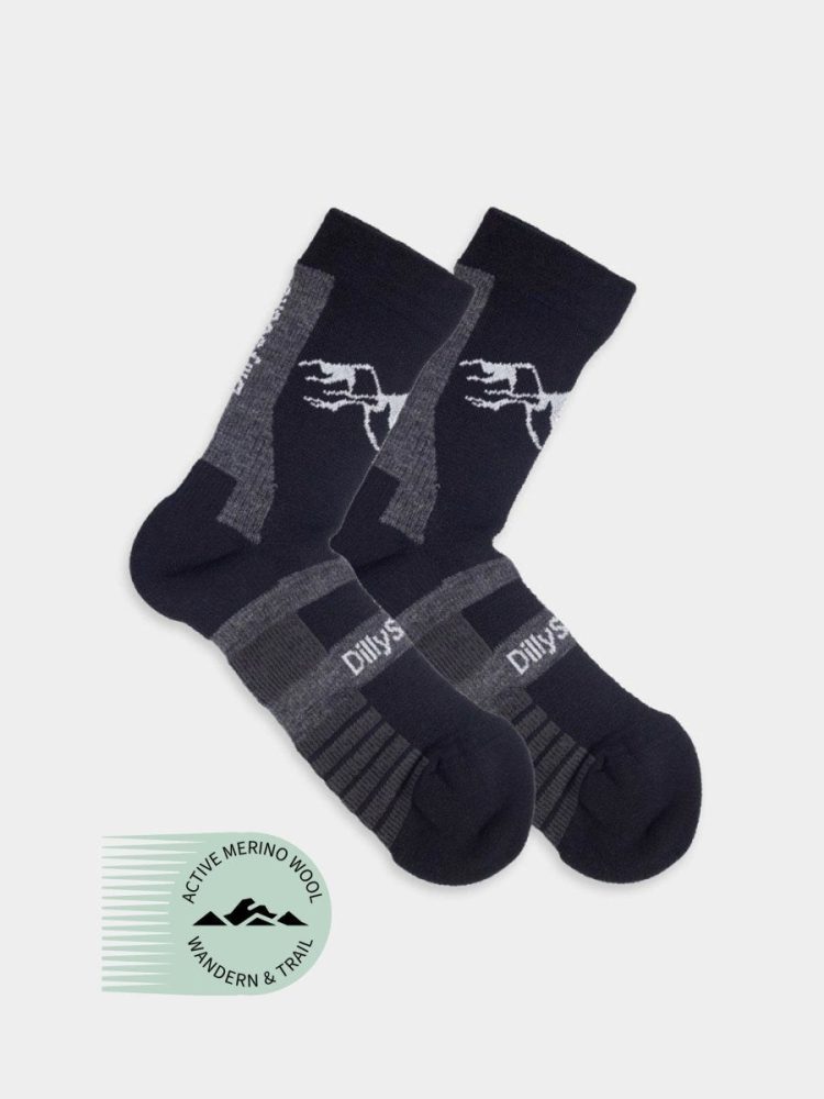 - Wandersocken für Damen Active Merino Shadows Socken | Wandersocken Performancesocken | 35-38 Schwarz Grau