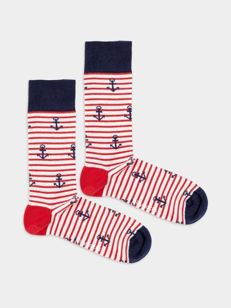 - Herrensocken Anchored In Love Bunte Lustige Socken | Wasser Anchor Geschenk Bio-Baumwolle | 41-46 Rot