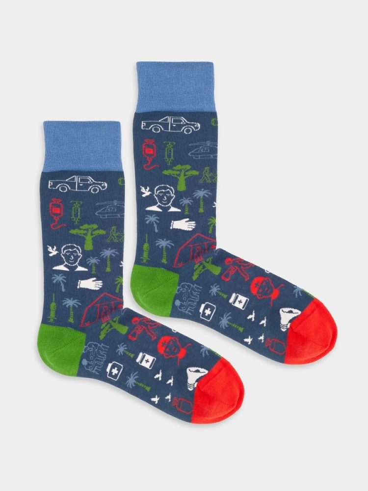 - Damensocken Ärzte Ohne Grenzen Bunte Lustige Socken | Medizin Geschenk Bio-Baumwolle | 36-40 Blau Mehrfarbig