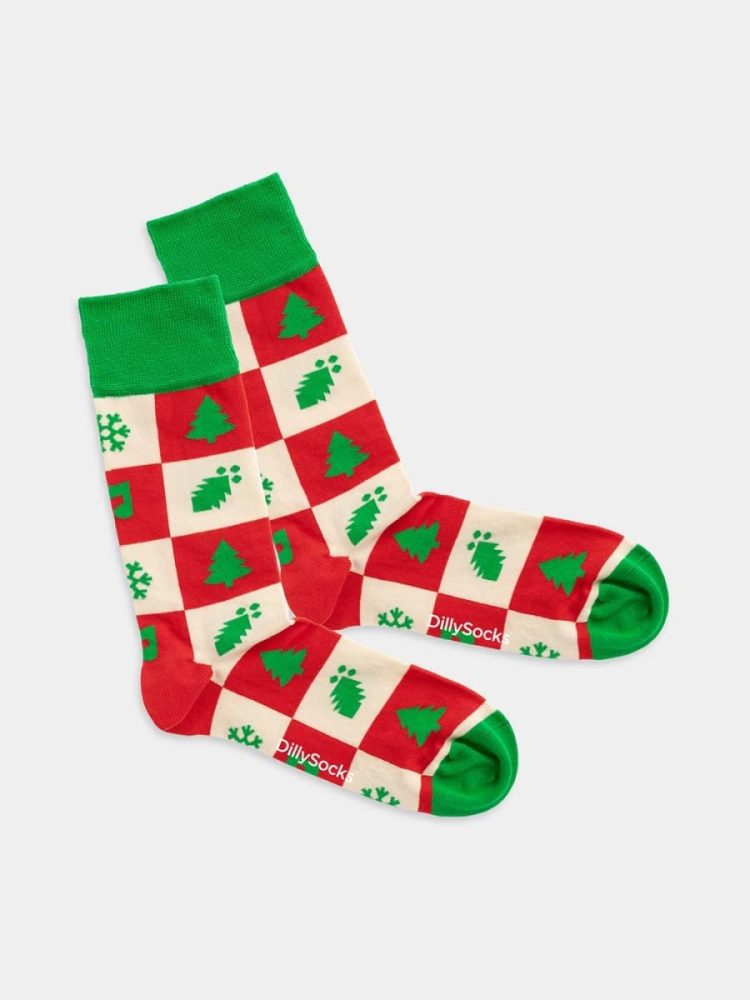 - Damensocken Blissful Tiles Bunte Lustige Socken | Weihnachtsmann Samichlaus Geschenk Bio-Baumwolle | 36-40 Weiss Rot
