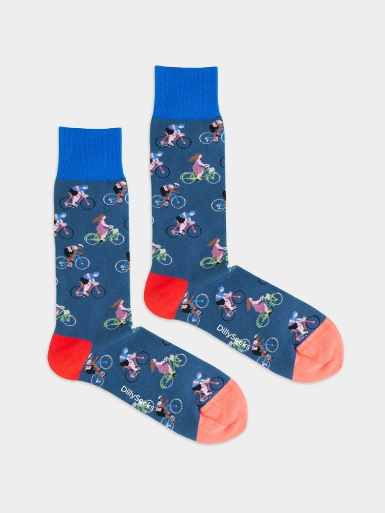 - Herrensocken Blue Bike Bunte Lustige Socken | Bicycle Ride Geschenk Bio-Baumwolle | 41-46 Blau