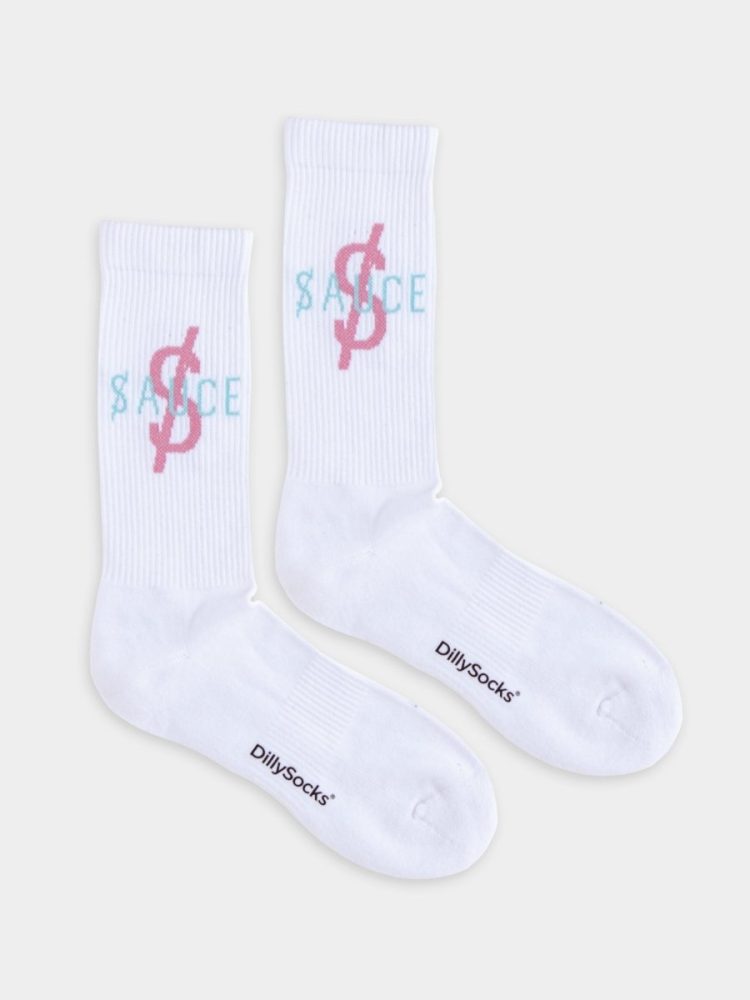 - Socken in Weiss mit Grafisch Schriftzug Motiv/Muster
