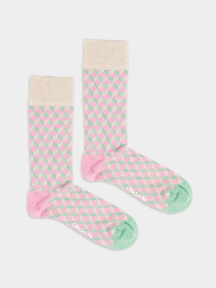 - Damensocken Candy Dice Bunte Lustige Socken | Rauten Muster Geschenk Bio-Baumwolle | 36-40 Mehrfarbig