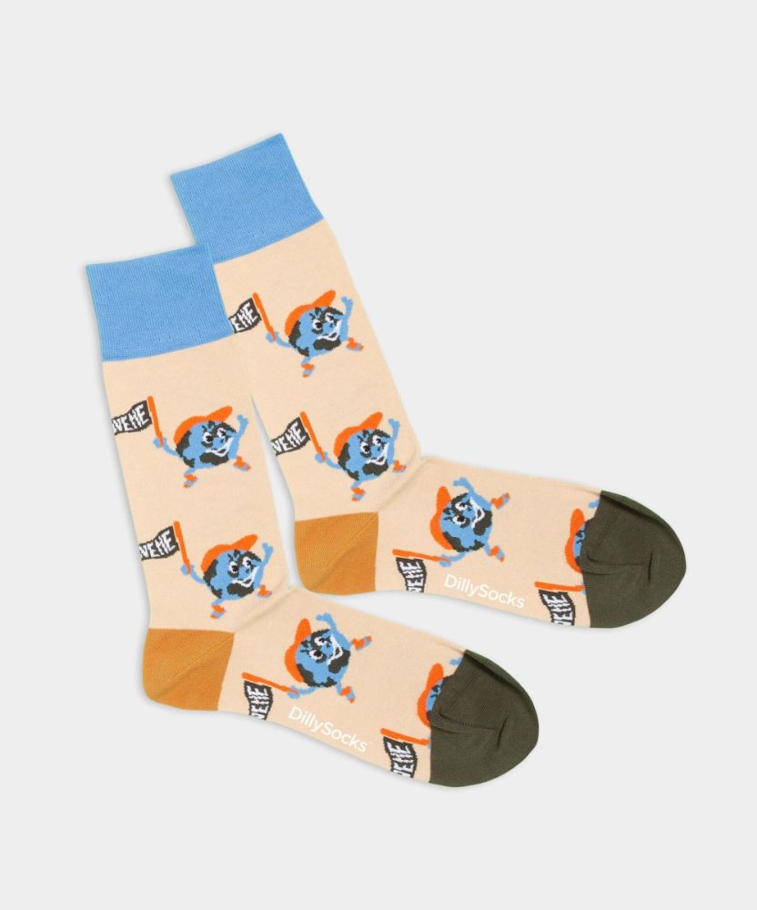 - Damensocken Call For A Better World Bunte Lustige Socken | Earth World Geschenk Bio-Baumwolle | 36-40 Beige