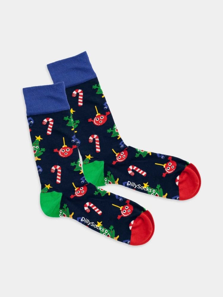 - Damensocken Christmas Choir Bunte Lustige Socken | Weihnachtsmann Samichlaus Geschenk Bio-Baumwolle | 36-40 Blau