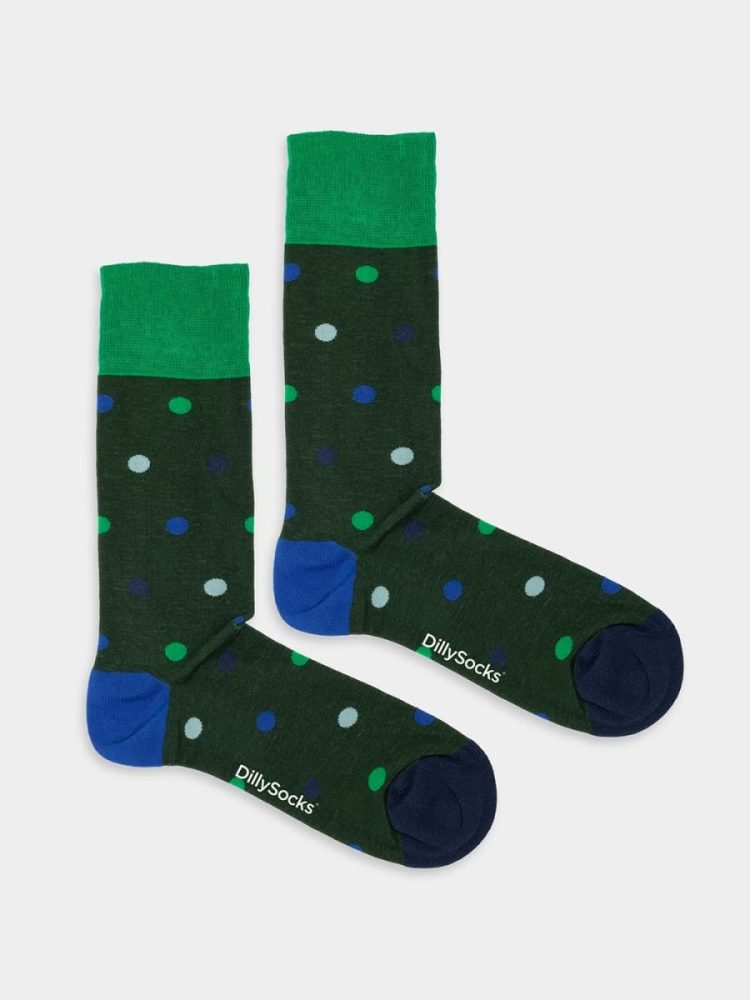 - Damensocken Cool Breeze Dots Bunte Lustige Socken | Punkte Muster Geschenk Bio-Baumwolle | 36-40 Grün Blau
