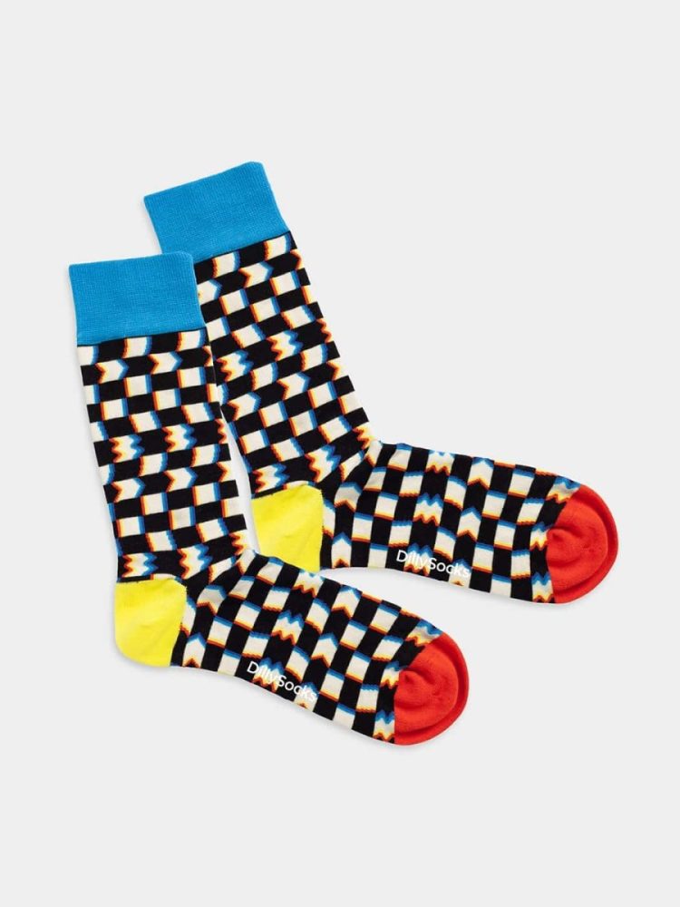 - Damensocken Colorful Distortion Bunte Lustige Socken | Geschenk Bio-Baumwolle | 36-40 Schwarz