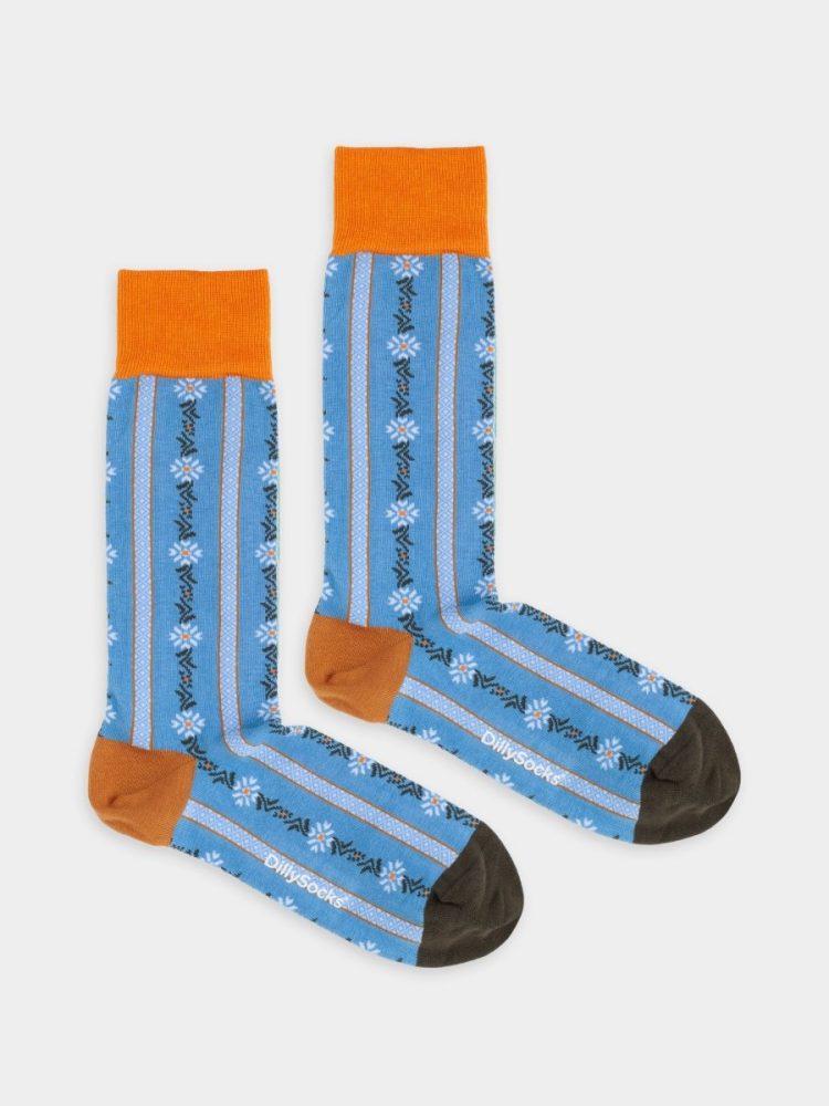 - Damensocken Edelweiss Bunte Lustige Socken | traditional costume Switzerland Geschenk Bio-Baumwolle | 36-40 Blau
