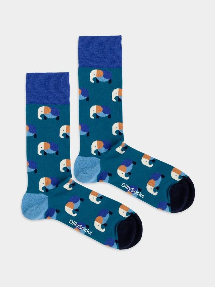 - Herrensocken Elevated Elephant Bunte Lustige Socken | Elephant Elefant Geschenk Bio-Baumwolle | 41-46 Blau