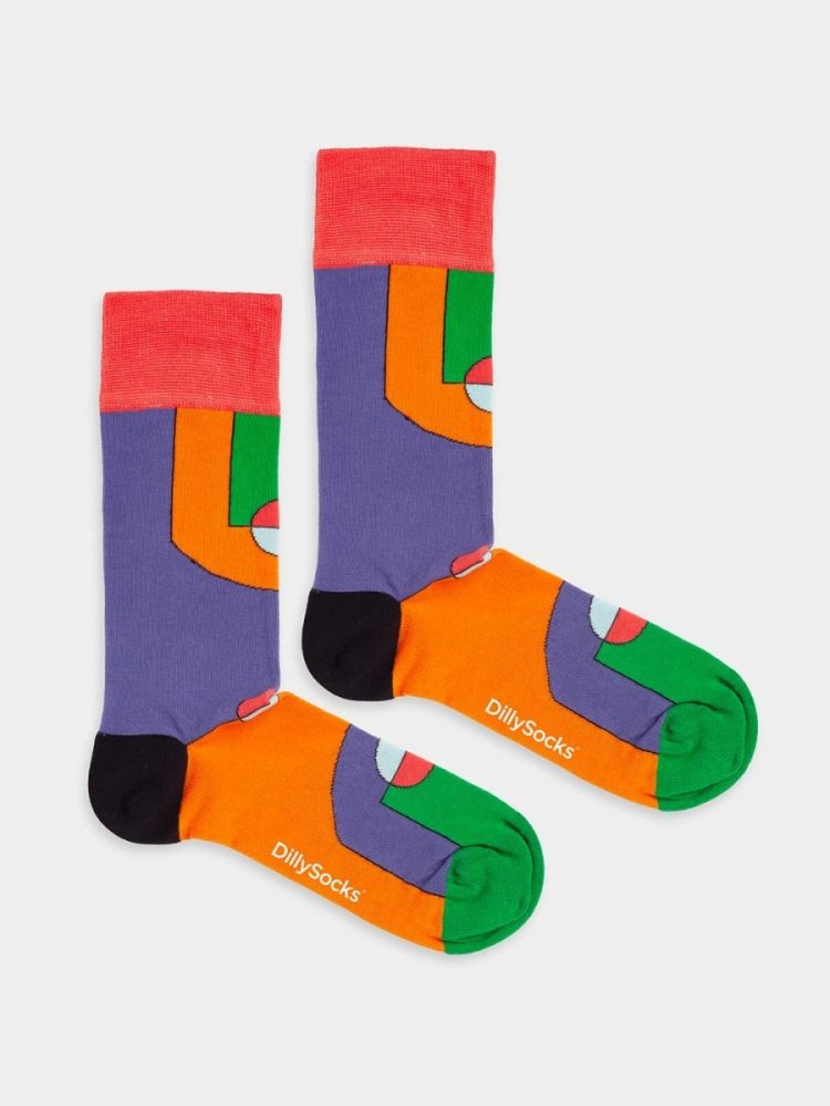 - Damensocken Expressionism Bunte Lustige Socken | Formen Formes Geschenk Bio-Baumwolle | 36-40 Violett Orange