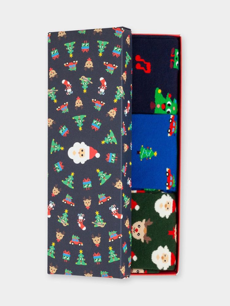 - Damensocken Holiday Magic (3er Box) Bunte Lustige Socken | Weihnachtsmann Samichlaus Geschenk Bio-Baumwolle | 36-40 Mehrfarbig