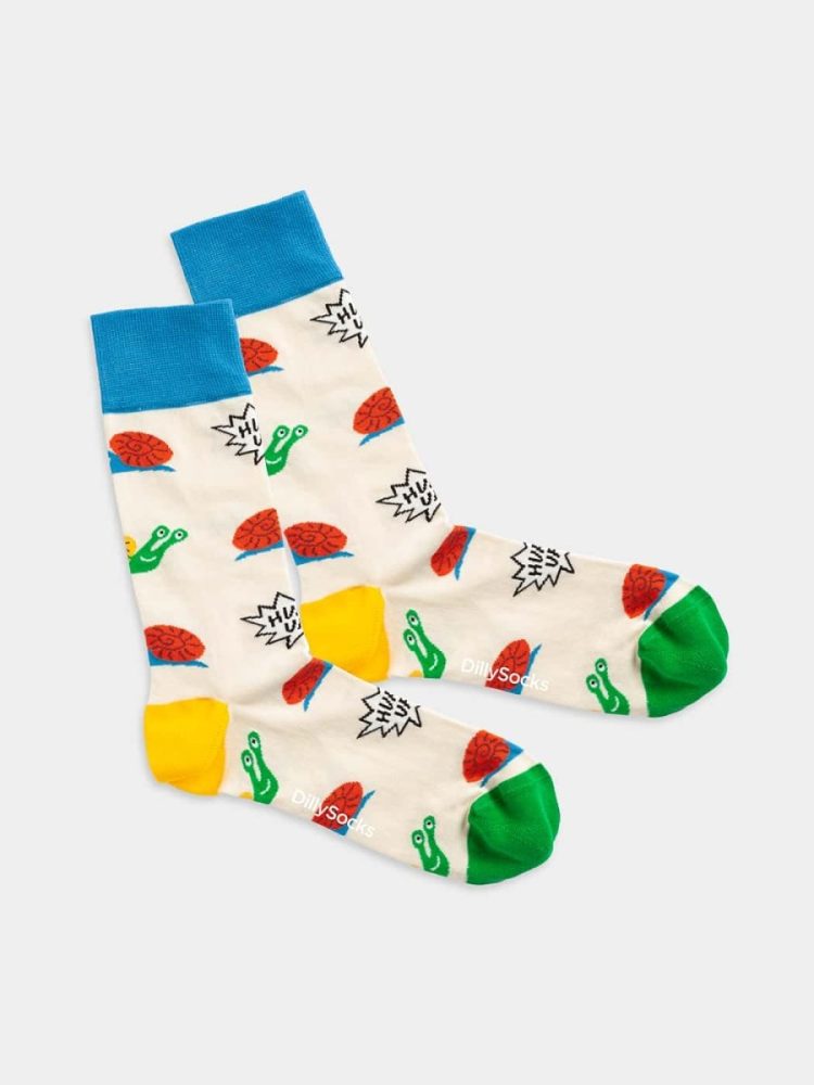 - Damensocken Hurry Up Slow Bunte Lustige Socken | Schnecke snail Geschenk Bio-Baumwolle | 36-40 Beige