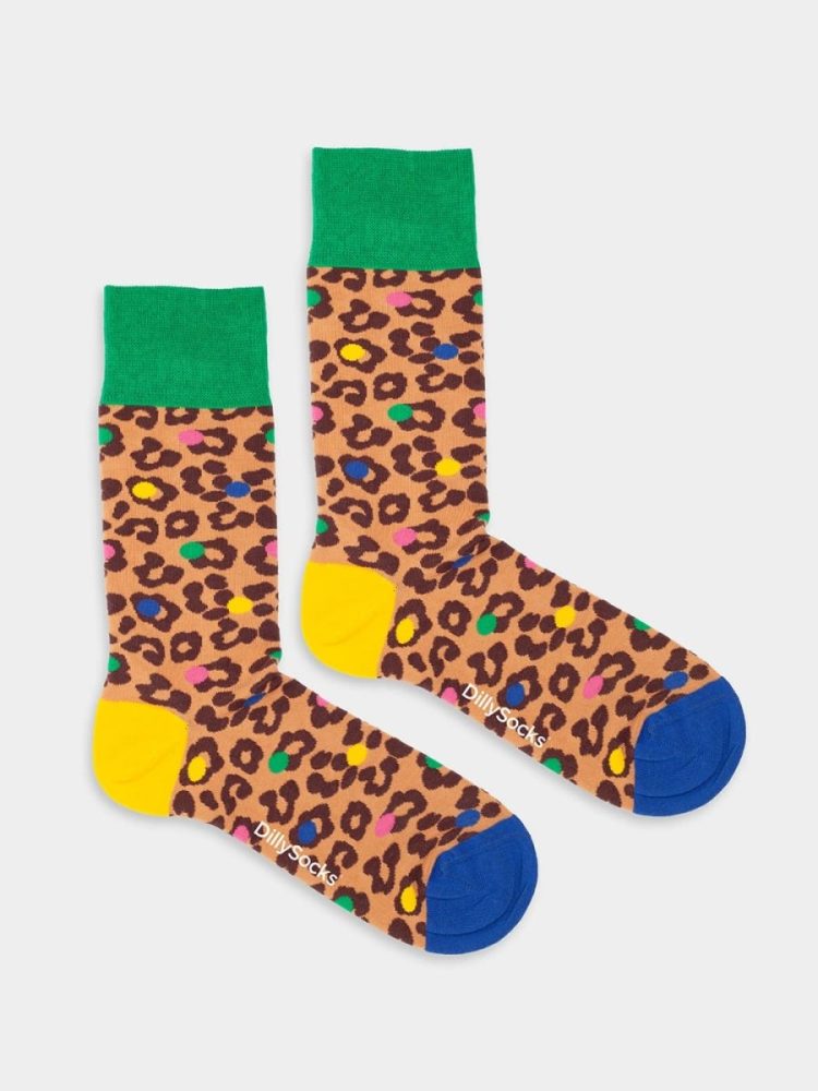 - Damensocken Leo Spots Bunte Lustige Socken | Tier Geschenk Bio-Baumwolle | 36-40 Mehrfarbig