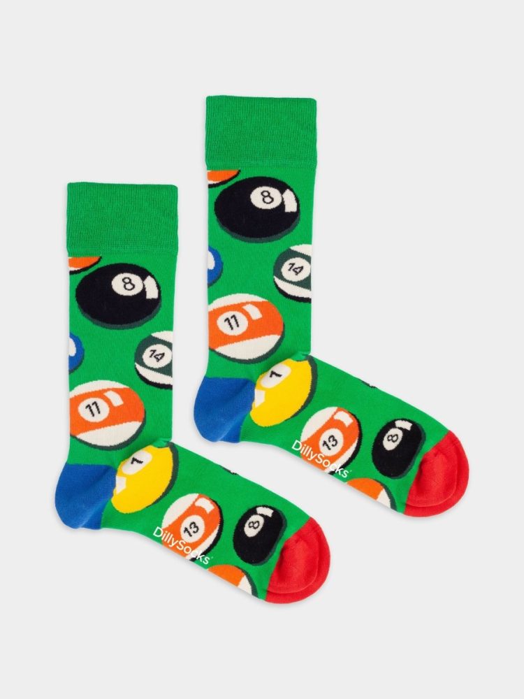 - Damensocken Lucky Eight Bunte Lustige Socken | Billard Sport Geschenk Bio-Baumwolle | 36-40 Mehrfarbig Grün