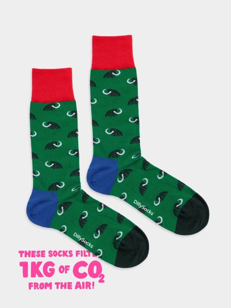 - Socken in Grün mit Tiere Tier Motiv/Muster