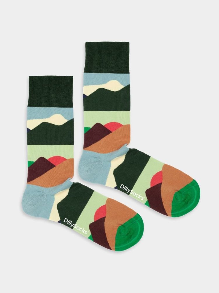 - Damensocken Mountain Peaks Bunte Lustige Socken | Natur Berg Geschenk Bio-Baumwolle | 36-40 Mehrfarbig