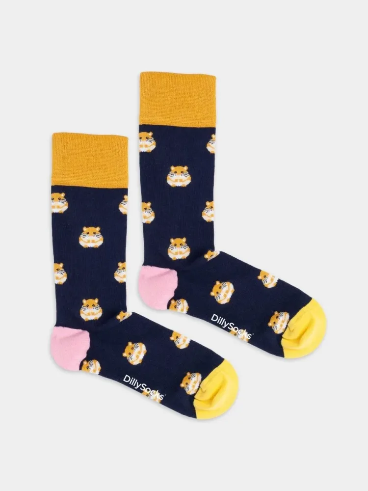 - Damensocken Munchy Hamster Bunte Lustige Socken | Hamster Tier Geschenk Bio-Baumwolle | 36-40 Blau Weiss