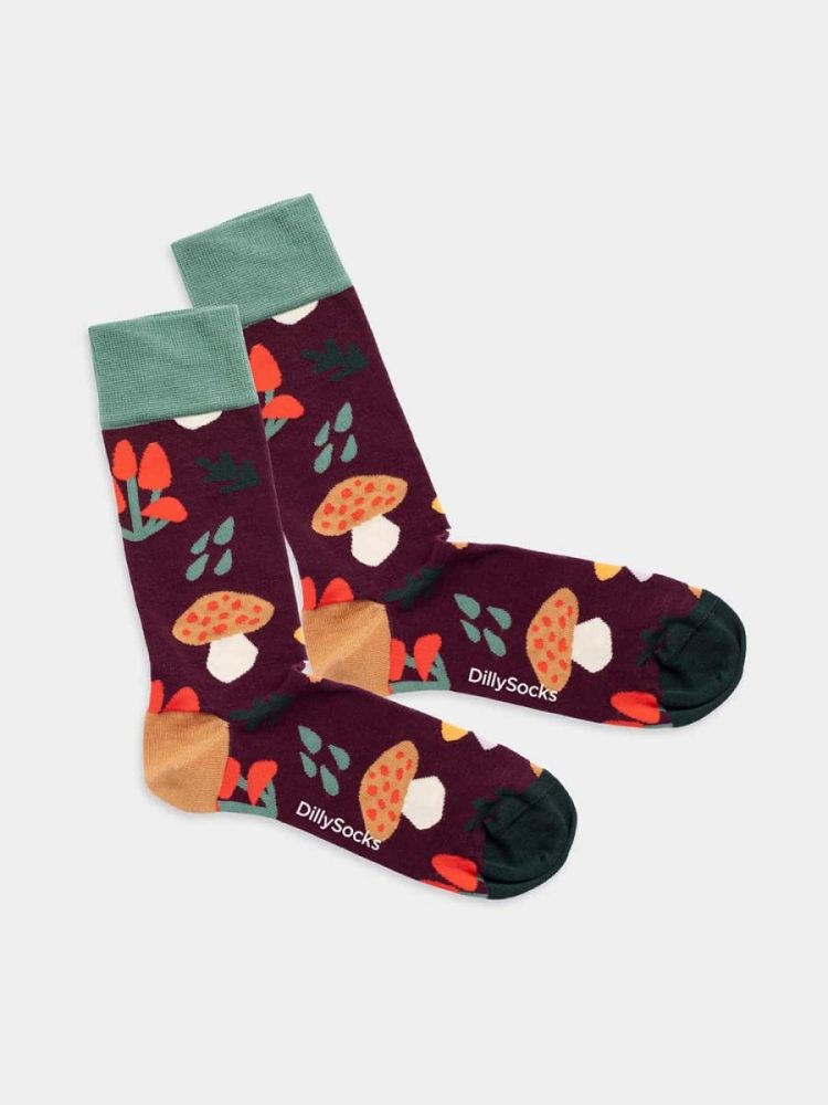 - Damensocken Mushroom Crush Bunte Lustige Socken | mushrooms Pilze Geschenk Bio-Baumwolle | 36-40 Braun