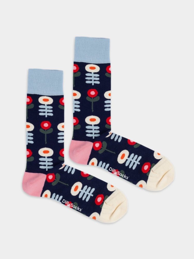 - Damensocken Nordic Bloom Bunte Lustige Socken | Blumen Natur Geschenk Bio-Baumwolle | 36-40 Mehrfarbig