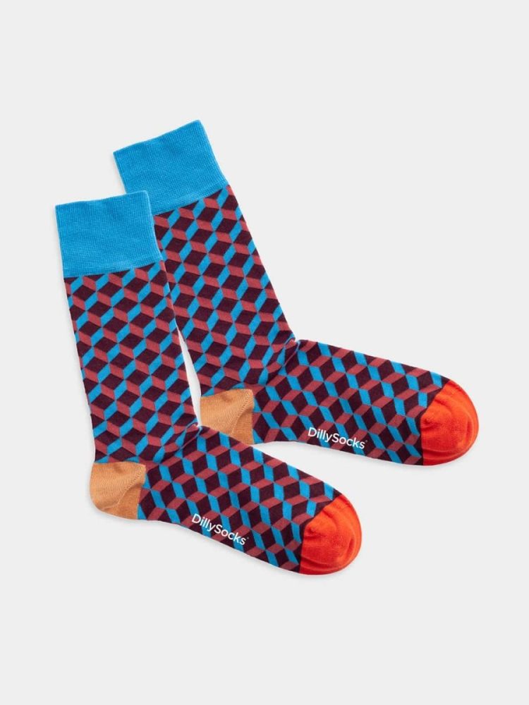 - Damensocken Pop Dice Bunte Lustige Socken | Rauten Muster Geschenk Bio-Baumwolle | 36-40 Mehrfarbig