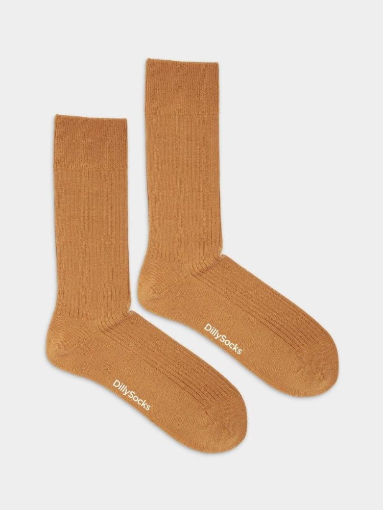 - feingerippte Socken für Damen Ribbed Golden Yellow Einfarbige Socken | einfarbig one color Geschenk Bio-Baumwolle | 36-40 Gelb