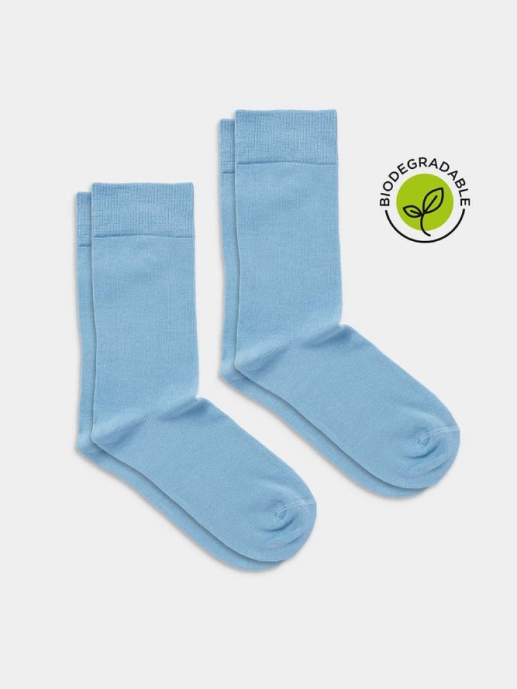 - Damensocken D-Compose Baby Blue (2er Pack) | Einfarbige Socken aus 100% biologisch abbaubarem Material | Hellblau 35-38