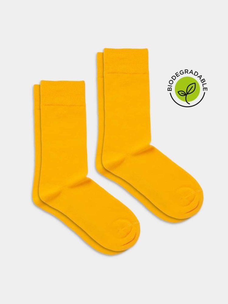 - Damensocken D-Compose Sunny Yellow (2er Pack) | Einfarbige Socken aus 100% biologisch abbaubarem Material | Gelb 35-38