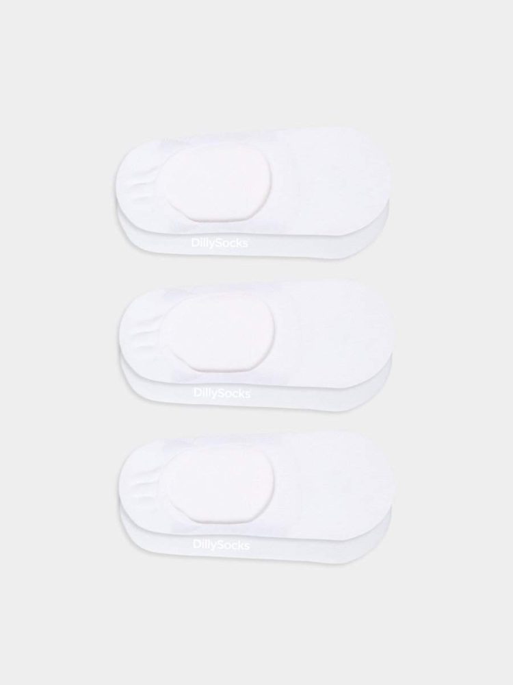- Füsslinge für Damen Hidden Snow White (3er Pack) Einfarbige Socken | einfarbig one color Geschenk Bio-Baumwolle | 35-38 Weiss