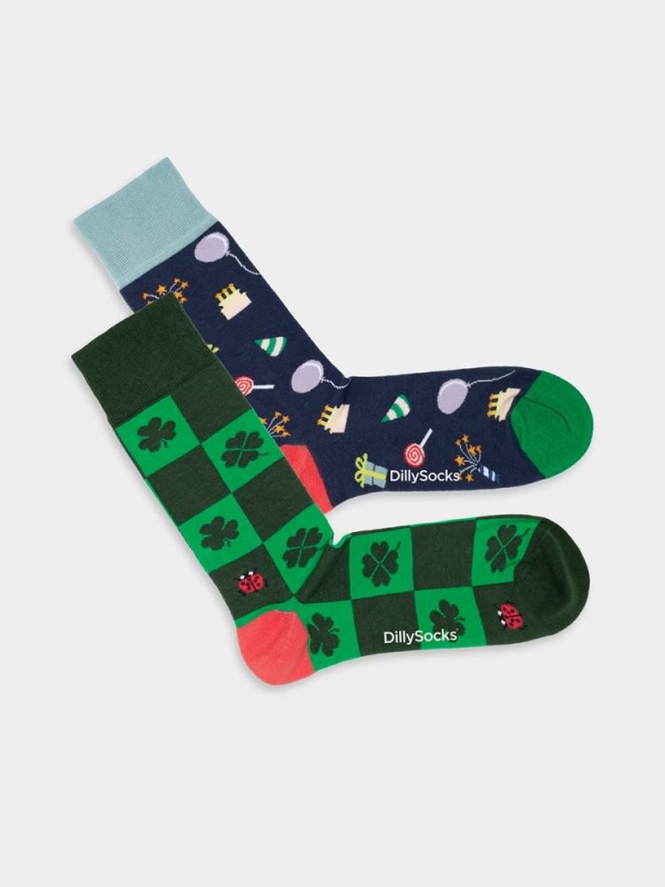 - Damensocken Lucky Celebration (2er Pack) Bunte Lustige Socken | Geometrisch Essen Geschenk Bio-Baumwolle | 36-40 Mehrfarbig