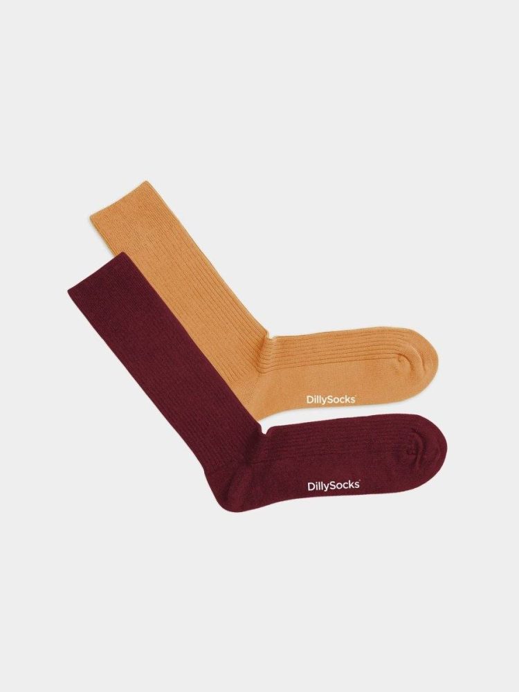 - feingerippte Socken für Damen Ribbed Oldschool Classics (2er Pack) Einfarbige Socken | einfarbig one color Geschenk Bio-Baumwolle | 36-40 Rot Gelb