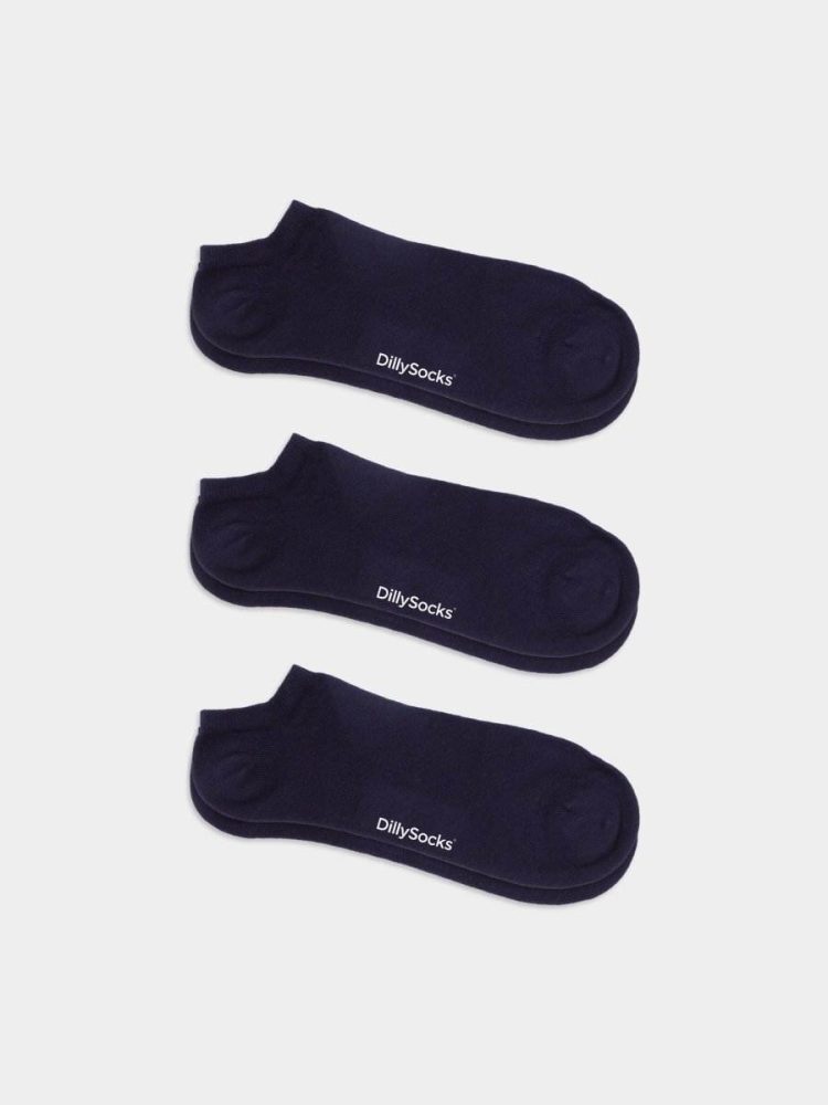 - Sneakersocken für Damen Short Dark Navy (3er Pack) Einfarbige kurze Socken | einfarbig one color Geschenk Bio-Baumwolle | 36-40 Blau