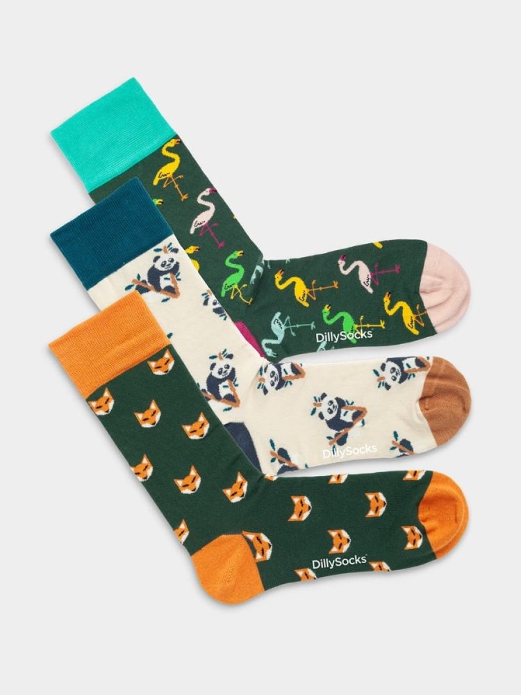 - Damensocken Wondrous Wildlife (3er Pack) Bunte Lustige Socken | Tier Geschenk Bio-Baumwolle | 36-40 Mehrfarbig
