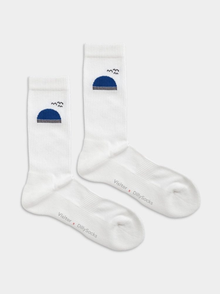 - Socken in Weiss mit Ferien Motiv/Muster