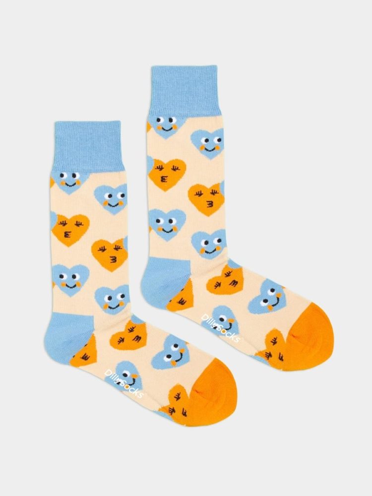 - Damensocken Smiling Hearts Bunte Lustige Socken | Geschenk Bio-Baumwolle | 36-40 Beige