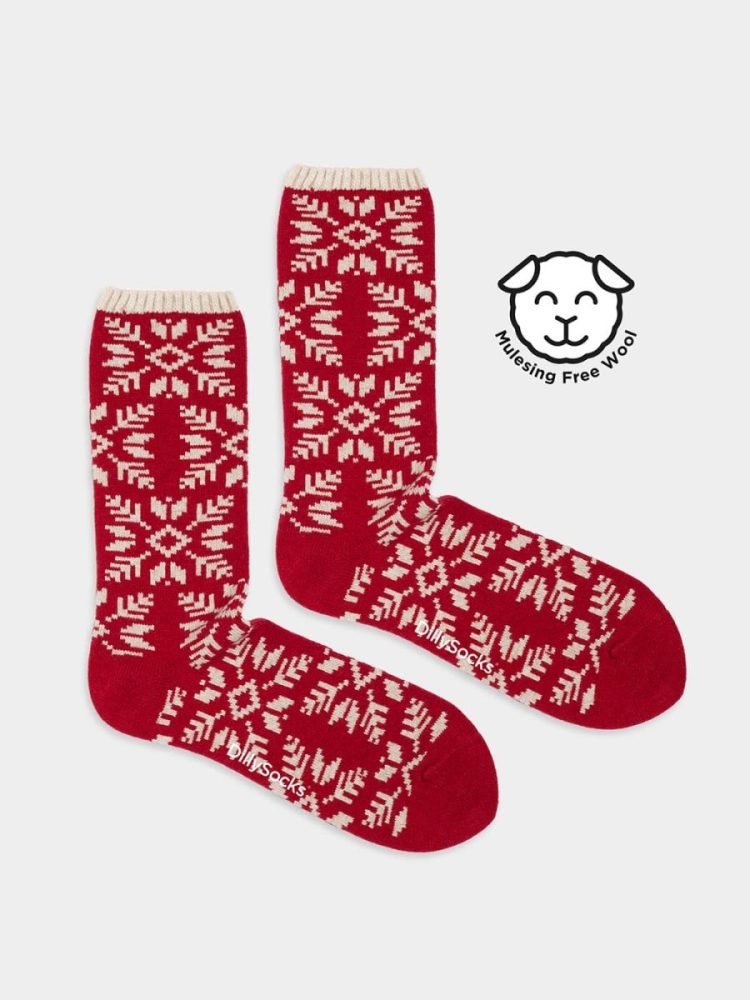 - Wollsocken Damen Cozy Aino | Warme Socken mit Wolle und Kaschmir als Geschenk | Rot 36-40